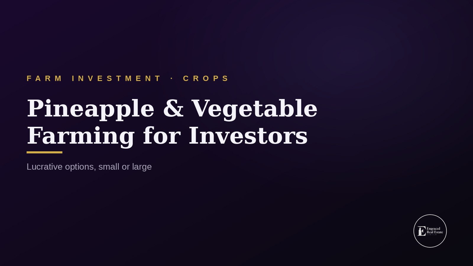 Pineapple and Vegetable Farming: Lucrative Options for Small and Large Investors